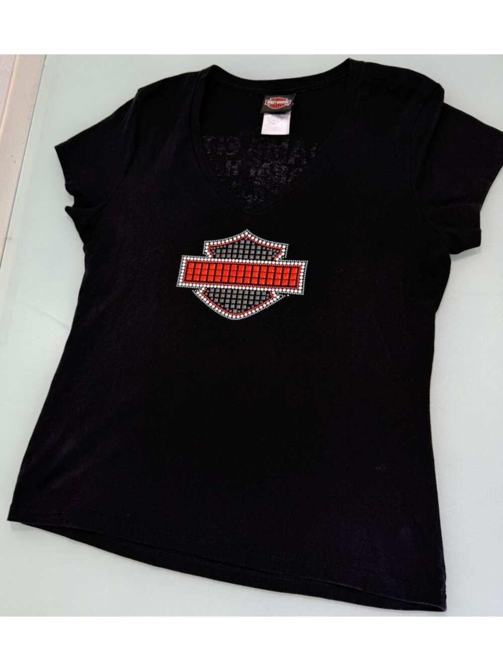 Harley Davidson T Shirt Women's L Panama City Florida Top Studded Logo USA Made